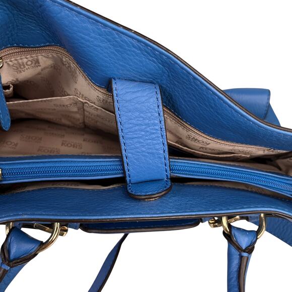 Michael Kors Hamilton Leather Tote Purse Bag Heritage Blue Goldtone NWOT - Picture 12 of 16